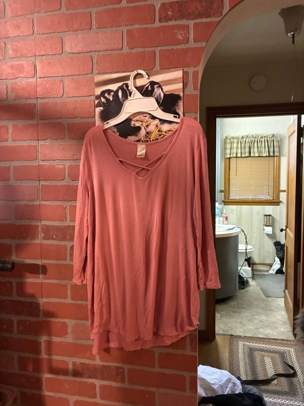 Women's Dusty Rose Crisscross Tunic Top